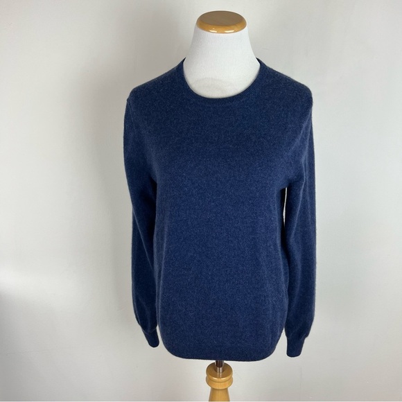 J. Crew 100% Cashmere Blue Crewneck Sweater Size S - Picture 2 of 4